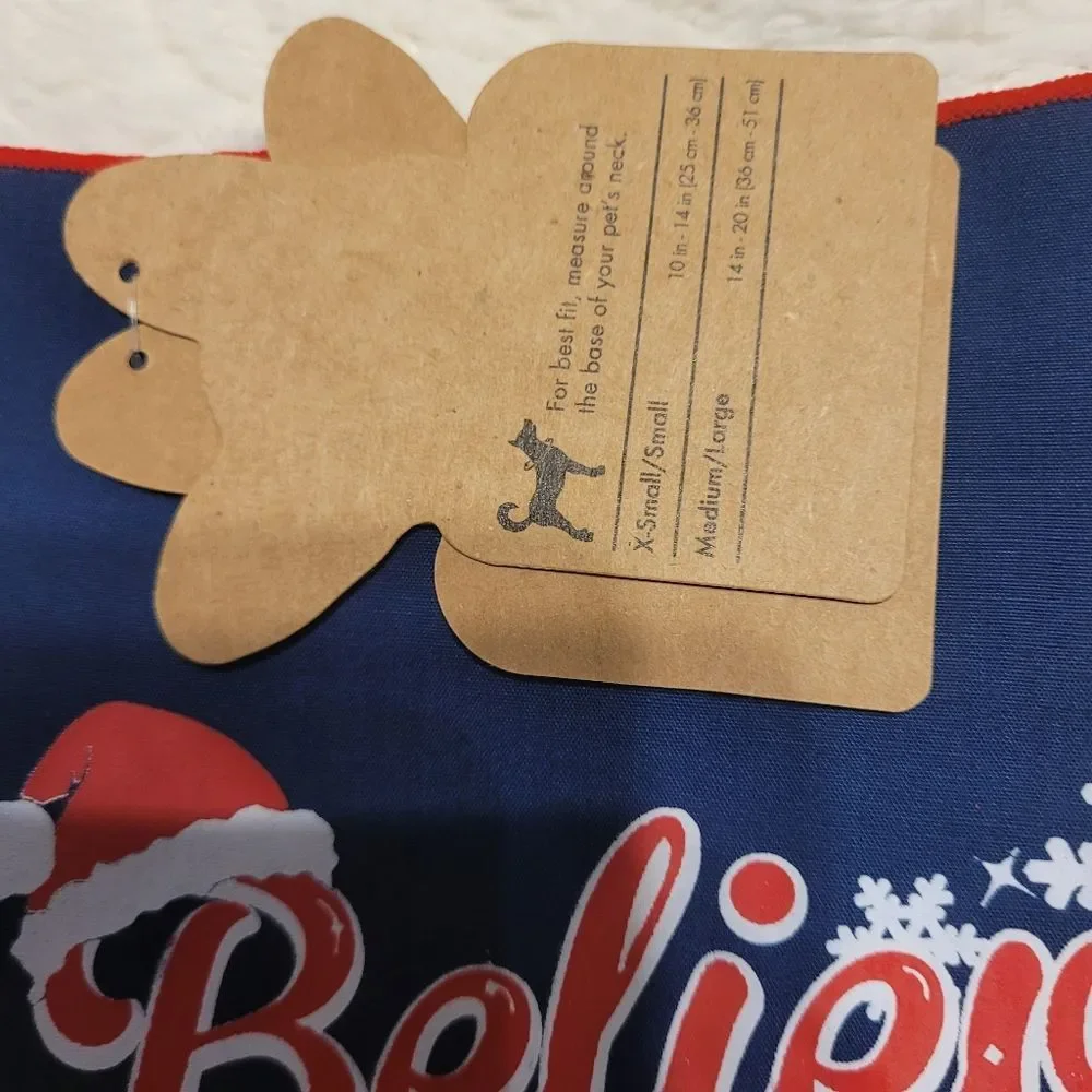 Pup Crew Pet Bandana Believe Santa Hat Christmas Holiday Dog Cat XS-S New Sealed